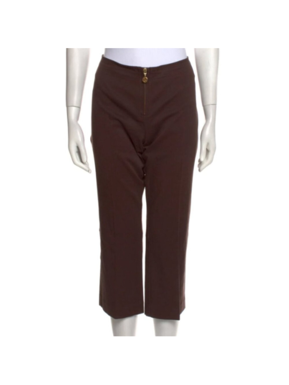 Tory Burch Straight Leg Pants Women's Size 8 Brown Cropped Mid Rise Casual